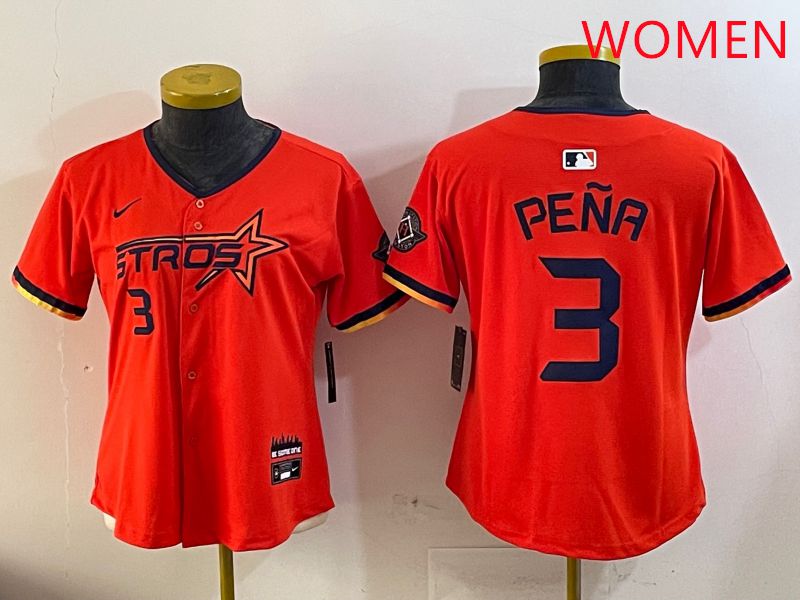 Women Houston Astros Blank #3 Pena Three generations Joint Name 2025 Nike MLB Jersey style 9